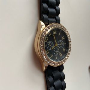 Gold and black watch